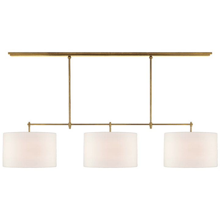 Bryant Large Billiard in Hand-Rubbed Antique Brass with Linen Shades