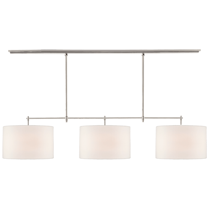 Bryant Large Billiard in Polished Nickel with Linen Shades