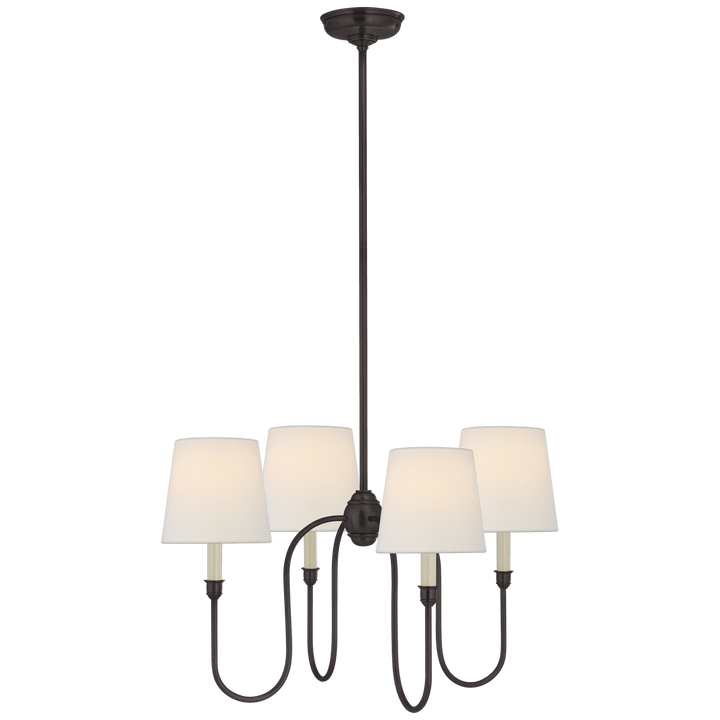 Vendome Small Chandelier in Bronze with Linen Shades