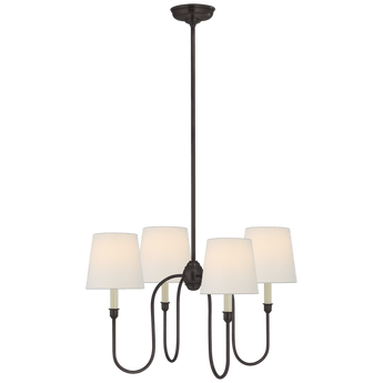 Vendome Small Chandelier in Bronze with Linen Shades