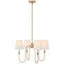 Vendome Small Chandelier in Hand-Rubbed Antique Brass with Linen Shades