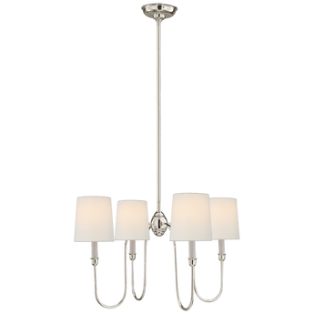 Vendome Small Chandelier in Polished Nickel with Linen Shades