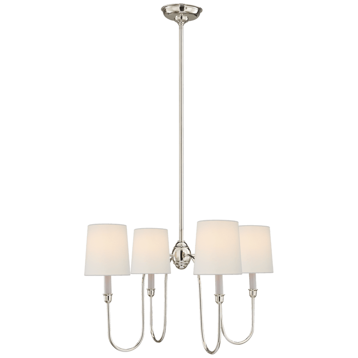 Vendome Small Chandelier in Polished Nickel with Linen Shades