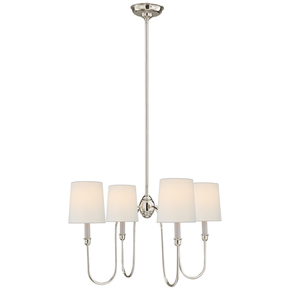 Vendome Small Chandelier in Polished Nickel with Linen Shades