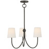 Reed Small Chandelier in Bronze with Linen Shades