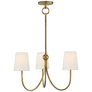 Reed Small Chandelier in Hand-Rubbed Antique Brass with Linen Shades