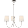 Reed Small Chandelier in Polished Nickel with Linen Shades