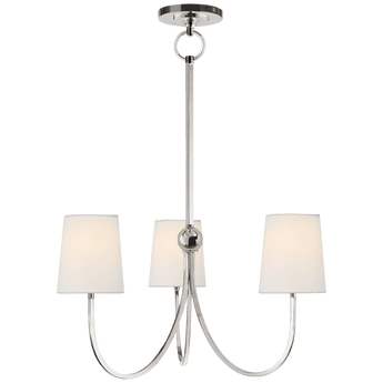 Reed Small Chandelier in Polished Nickel with Linen Shades