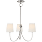 Reed Small Chandelier in Polished Nickel with Linen Shades