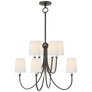 Reed Large Chandelier in Bronze with Linen Shades