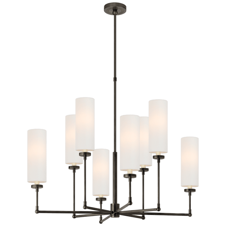 Ziyi Large Chandelier in Bronze with Linen Shades