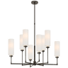 Ziyi Large Chandelier in Bronze with Linen Shades
