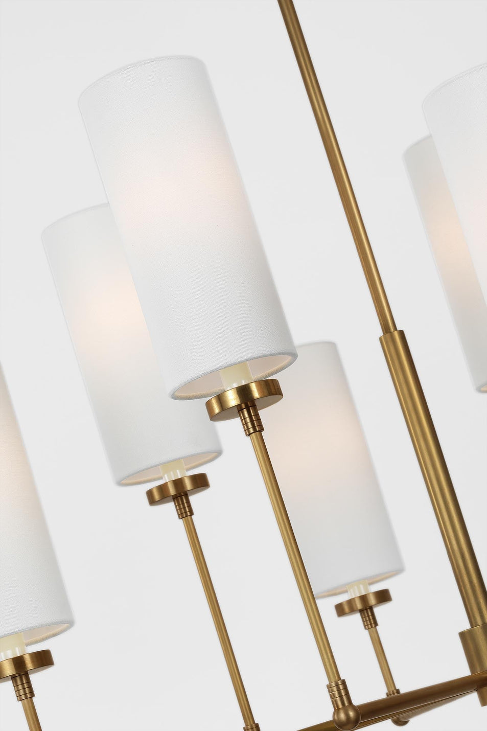 Ziyi Large Chandelier in Hand-Rubbed Antique Brass with Linen Shades