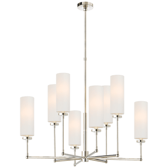 Ziyi Large Chandelier in Polished Nickel with Linen Shades