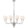 Vivian Large One-Tier Chandelier in Polished Nickel with Linen Shades