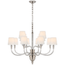 Vivian Large Two-Tier Chandelier in Polished Nickel with Linen Shades