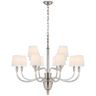 Vivian Large Two-Tier Chandelier in Polished Nickel with Linen Shades