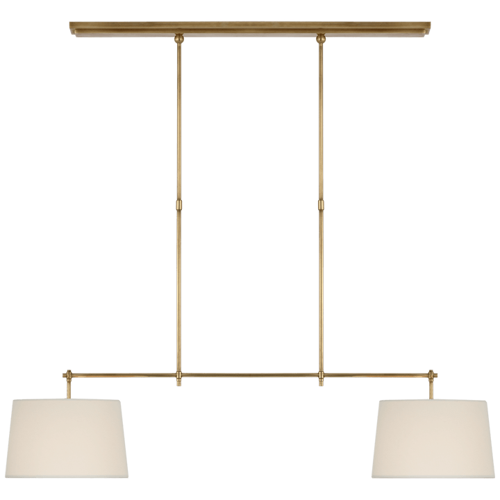 Bryant Medium Billiard in Hand-Rubbed Antique Brass with Linen Shades