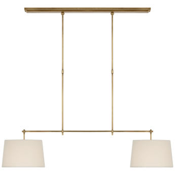 Bryant Medium Billiard in Hand-Rubbed Antique Brass with Linen Shades