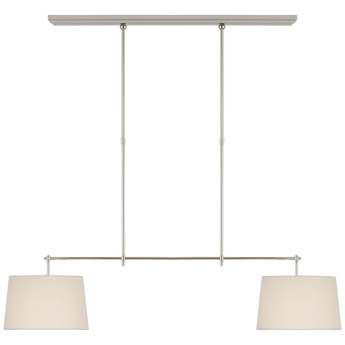 Bryant Medium Billiard in Polished Nickel with Linen Shades