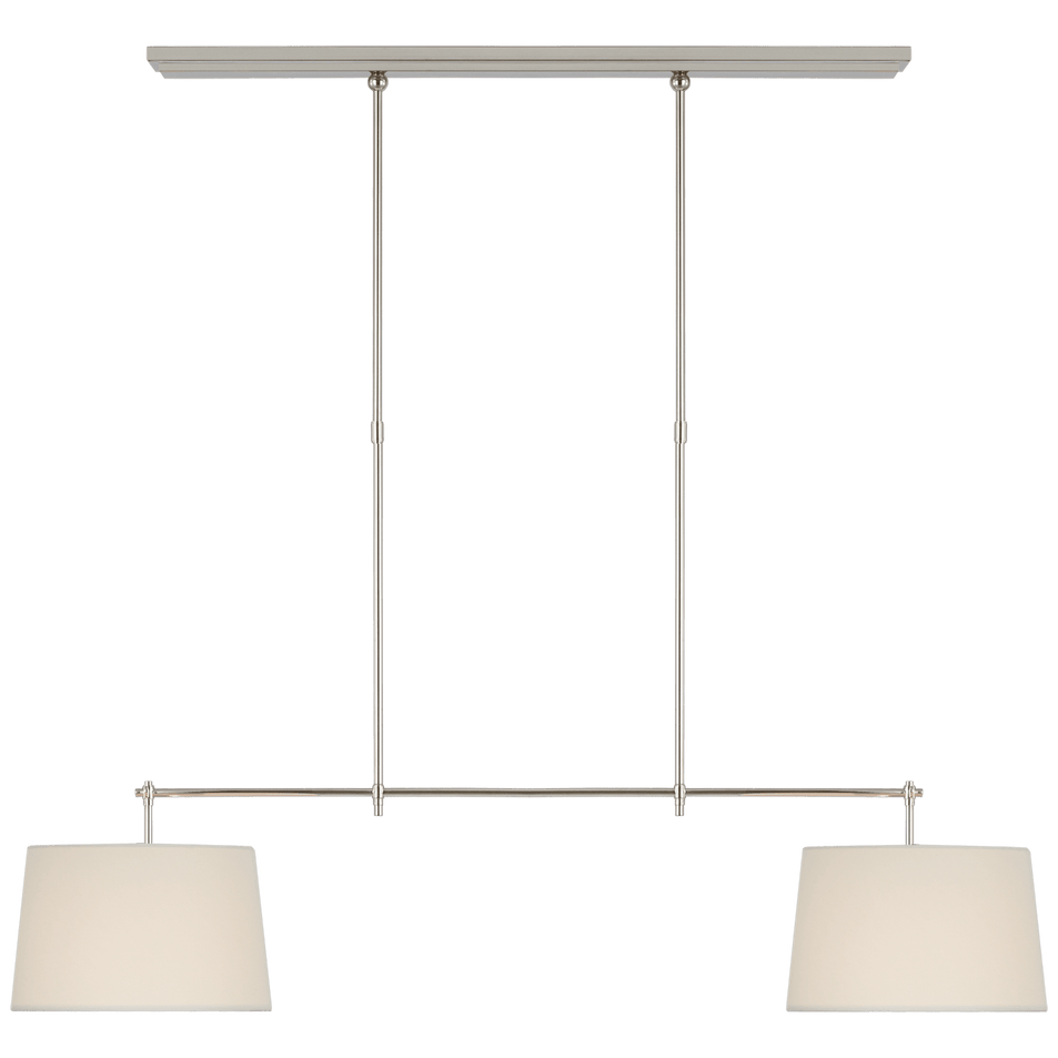 Bryant Medium Billiard in Polished Nickel with Linen Shades