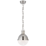 Hicks Small Pendant in Polished Nickel with White Glass