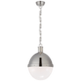 Hicks Large Pendant in Polished Nickel with White Glass