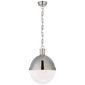 Hicks Large Pendant in Polished Nickel with White Glass