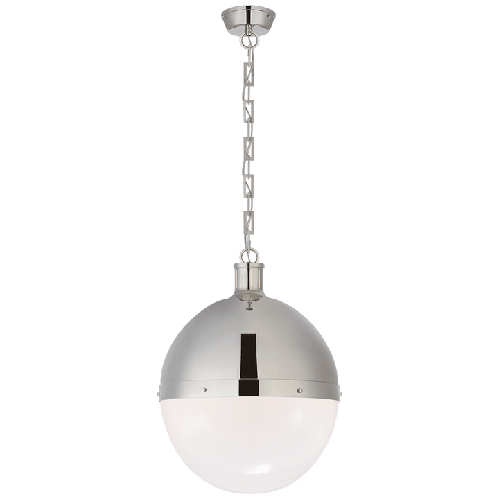 Hicks Extra Large Pendant in Polished Nickel with White Glass