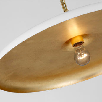 Piatto Large Pendant in Hand-Rubbed Antique Brass with Plaster White Shade