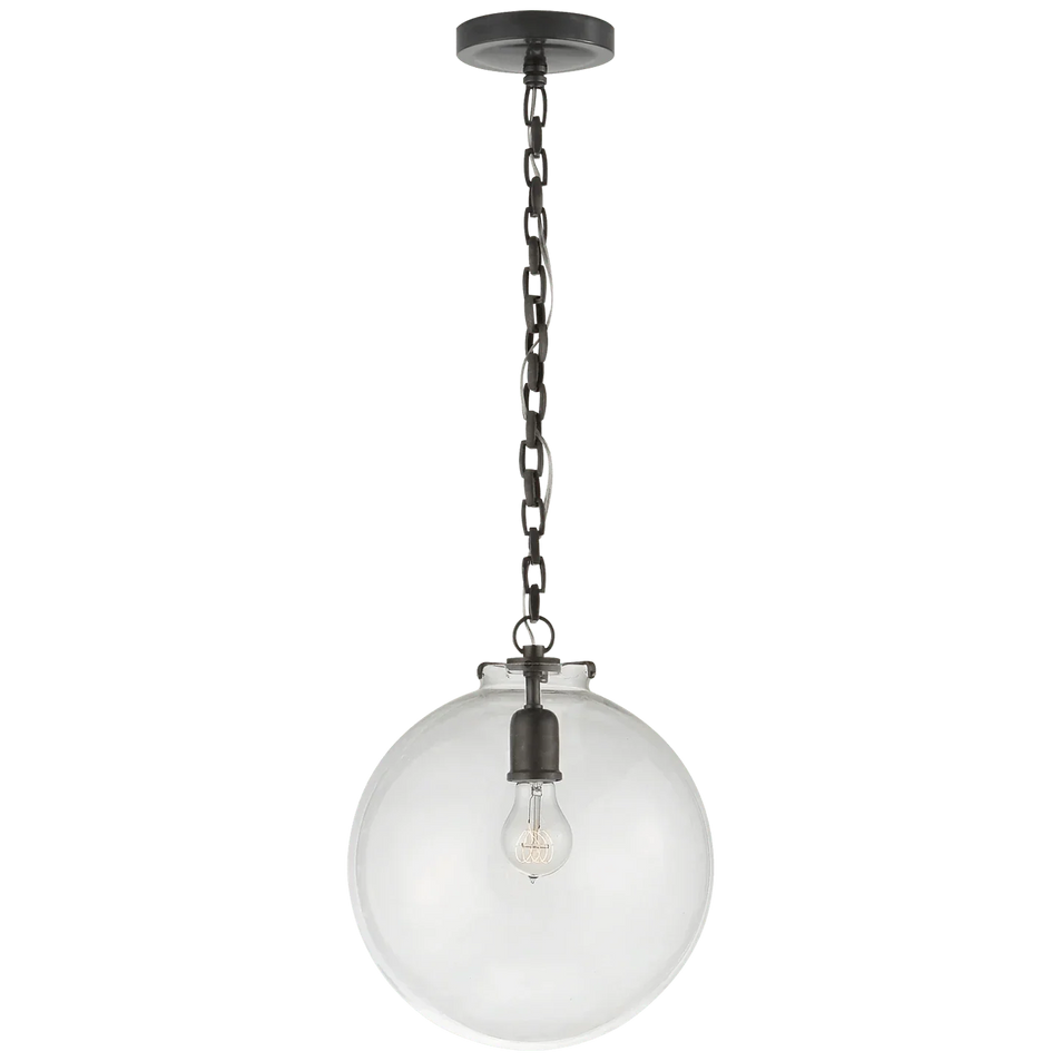 Katie Globe Pendant, a premium Pendant light by Visual Comfort. Close - up image of its design.
