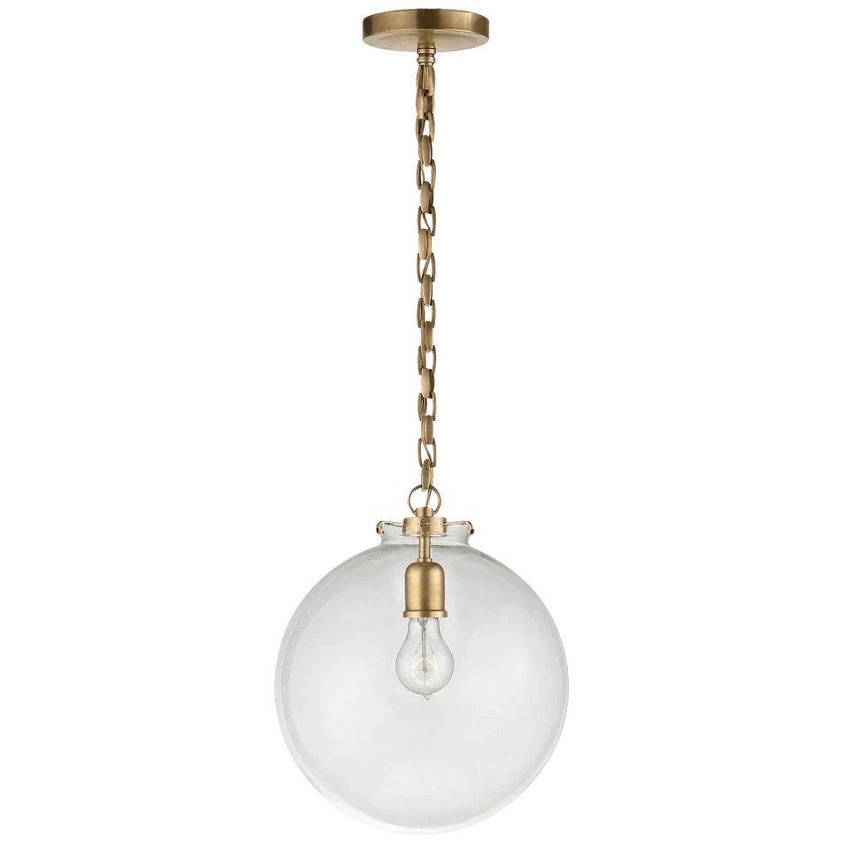 Katie Globe Pendant, a premium Pendant light by Visual Comfort. Close - up image of its design.