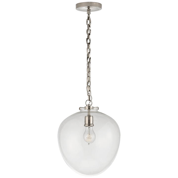 Katie Acorn Pendant in Polished Nickel with Clear Glass