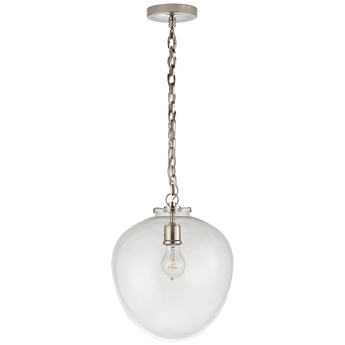 Katie Acorn Pendant in Polished Nickel with Clear Glass