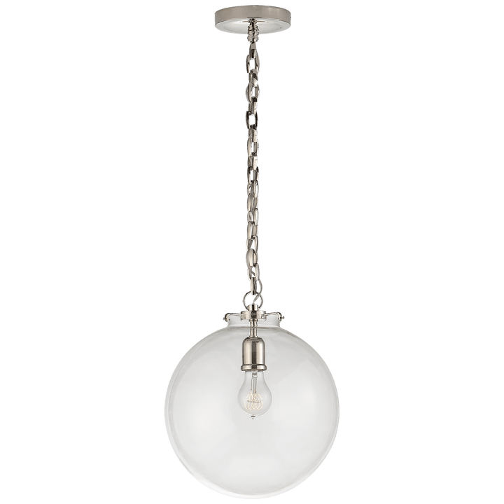 Katie Globe Pendant in Polished Nickel with Clear Glass