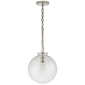 Katie Globe Pendant in Polished Nickel with Clear Glass