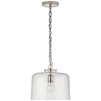 Katie Dome Pendant in Polished Nickel with Seeded Glass