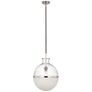 Maxey 14" Globe Pendant in Polished Nickel with Clear Glass and White Glass