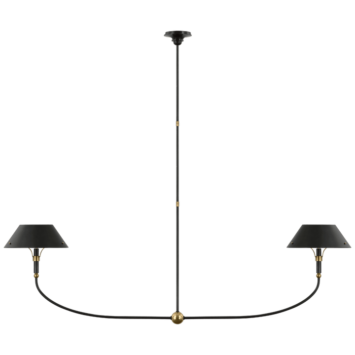 Turlington XL Linear Chandelier in Bronze and Hand-Rubbed Antique Brass with Bronze Shade