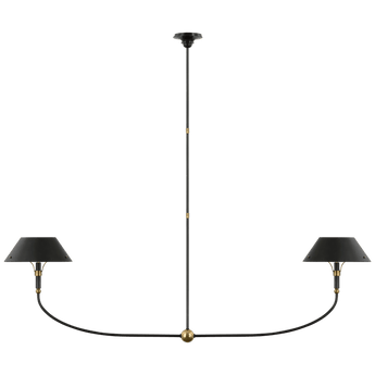 Turlington XL Linear Chandelier in Bronze and Hand-Rubbed Antique Brass with Bronze Shade