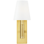 Beckham Classic Rectangular Sconce in Burnished Brass with White Glass