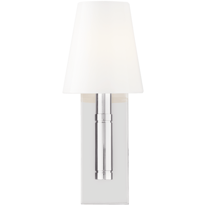 Beckham Classic Rectangular Sconce in Polished Nickel with White Glass
