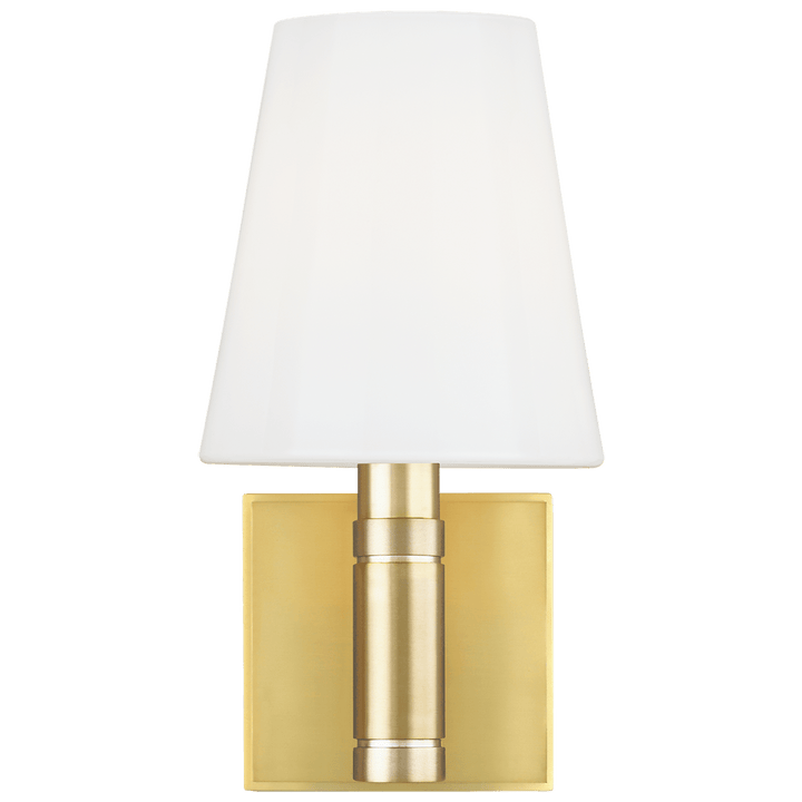 Beckham Classic Square Sconce in Burnished Brass with White Glass