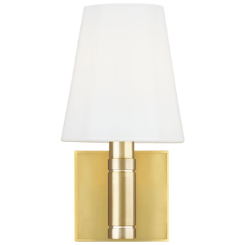 Beckham Classic Square Sconce in Burnished Brass with White Glass