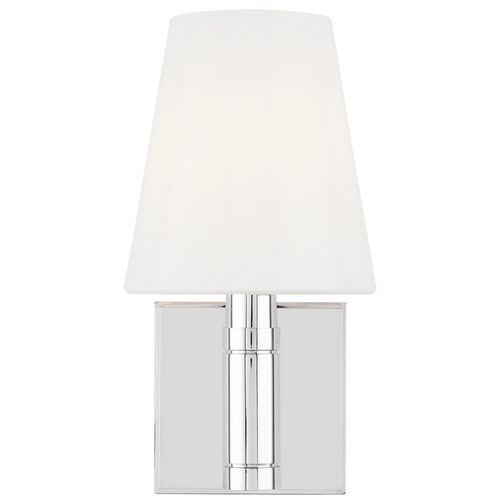 Beckham Classic Square Sconce in Polished Nickel with White Glass