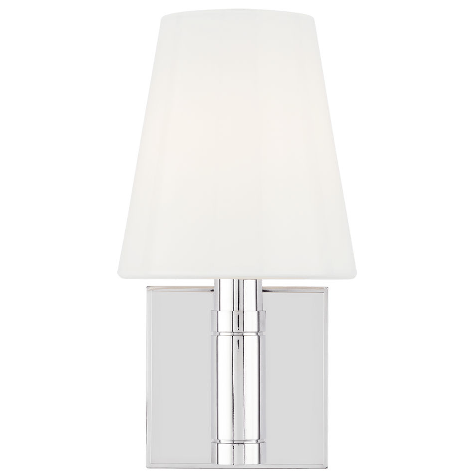 Beckham Classic Square Sconce in Polished Nickel with White Glass
