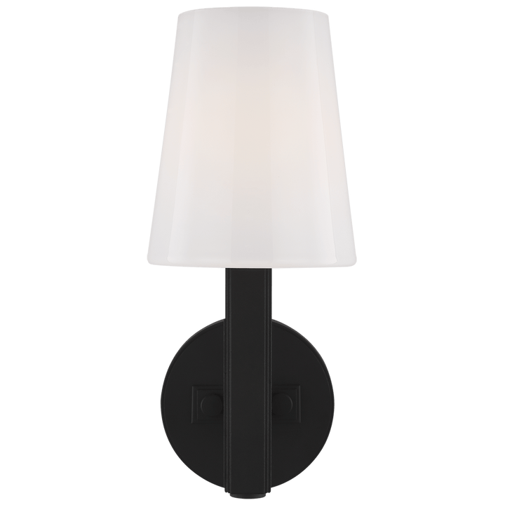 Logan Sconce in Aged Iron with White Glass