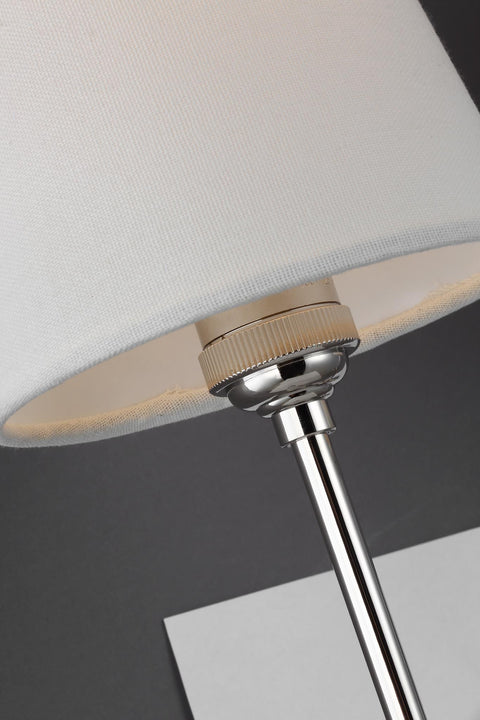 Capri Double Sconce in Polished Nickel with Linen Shades