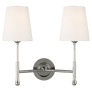 Capri Double Sconce in Polished Nickel with Linen Shades