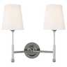 Capri Double Sconce in Polished Nickel with Linen Shades
